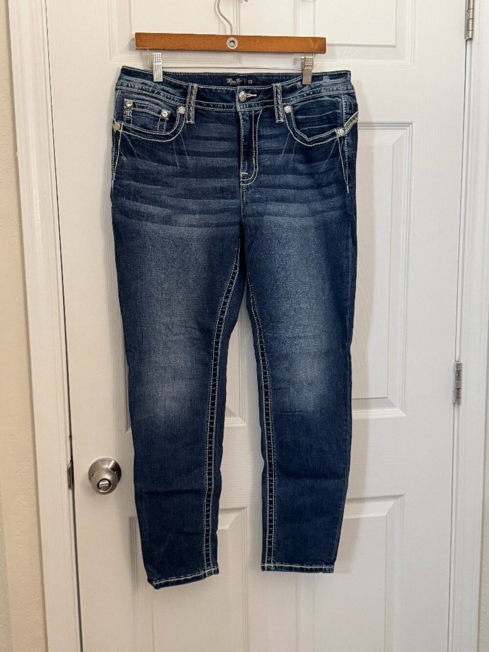 Miss Me Mid-Rise Skinny Jeans - Embellished Faux Flap Pockets